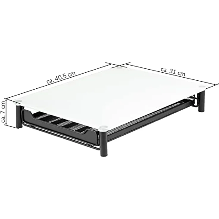 bremermann Kaffeekapsel-Box für 60x Nespresso, Schubladenbox aus Metall mit Glasplatte, Kapselhalter und Kapselspender, ca. 31 x 7 x 40,5 cm (Weiß) – Bild 3