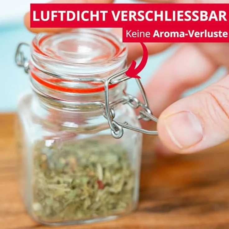 Westmark 6 Drahtbügelgläser, 100 ml, Transparent/Silber, mit 8 Dekoetiketten zur individuellen Beschriftung – Bild 4