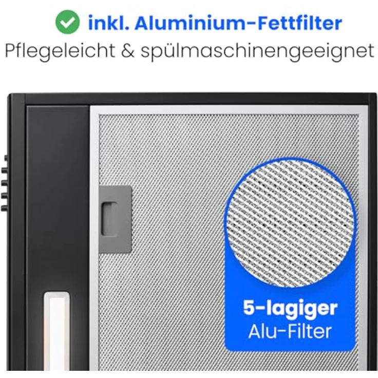 Bomann® Dunstabzugshaube DU 7613, 60 cm Unterbauhaube für Umluft und Abluft, LED-Beleuchtung, schwarz – Bild 7