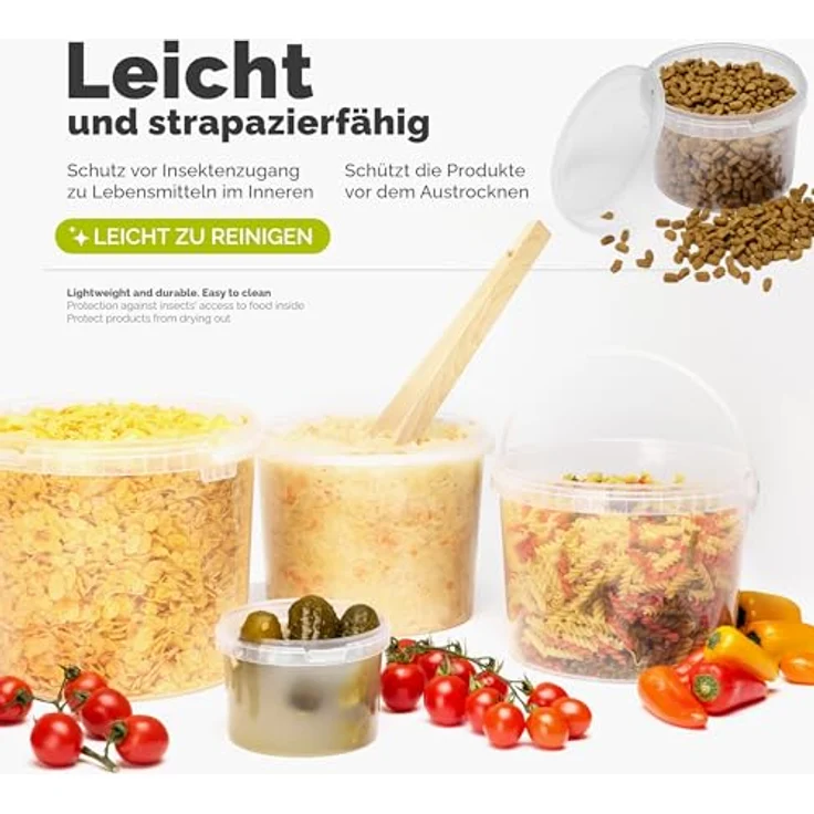 Garronda Eimer mit Deckel 10 L Transparent 20 Stück GD-0072, Lebensmittelecht und Luftdicht – Bild 5