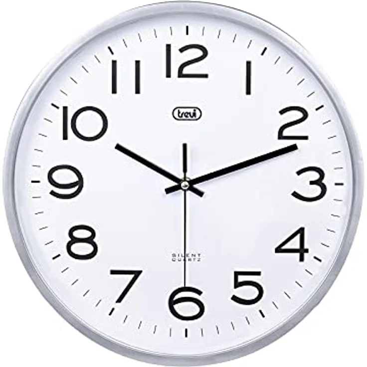 Trevi OM 3505 S Wanduhr, Durchmesser 35 cm, geräuschloses Sweep-Uhrwerk, kontinuierliche Sekunden