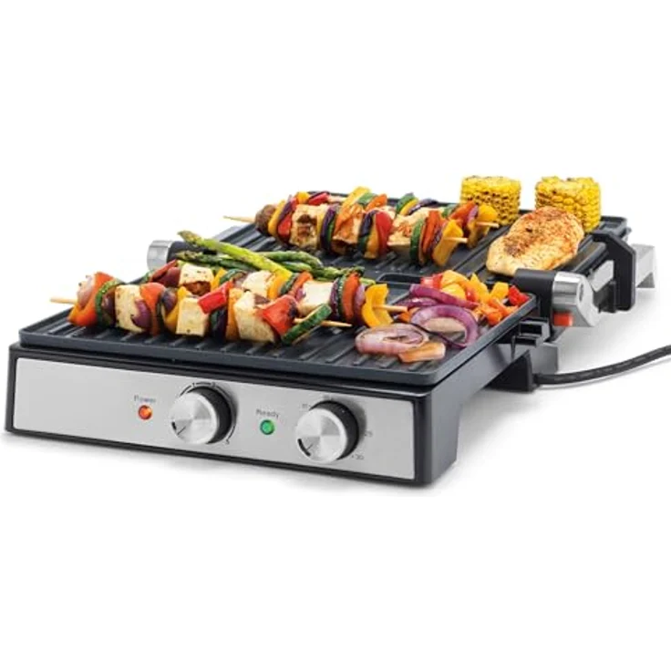 Petra PT6234VDE Kontaktgrill – Elektrogrill, PFAS-freie Keramikbeschichtung, einstellbare Temperatur und Timer, 29 x 23cm platten, 2000 W – Bild 3