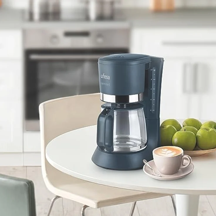 Ufesa Filterkaffeemaschine CG7114 Capriccio, 6 Tassen, 600 W, 0,6 l, Permanentfilter, Antihaft-Heizplatte, Tropf-Stopp-System, automatische Abschaltung, Kristall, Schwarz – Bild 3