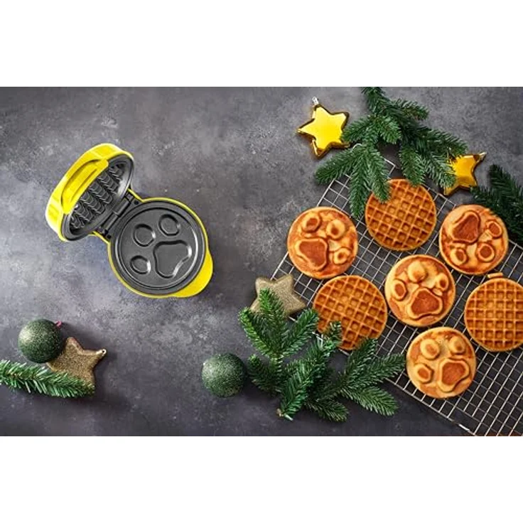 Bestron Paw Patrol Mini Waffeleisen, Mini-Waffeleisen im einzigartigen Paw Patrol Design, Ø 10cm, Gelb – Bild 5