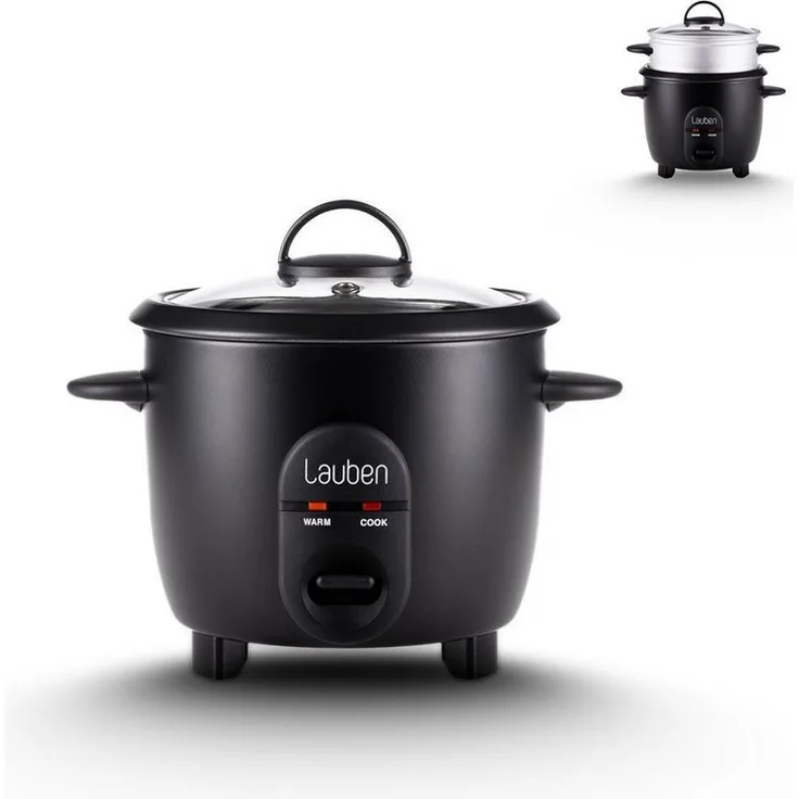 Lauben Reiskocher Rice Cooker 600BC, Reiskocher mit Metalldämpfeinsatz und Keep-Warm-Funktion
