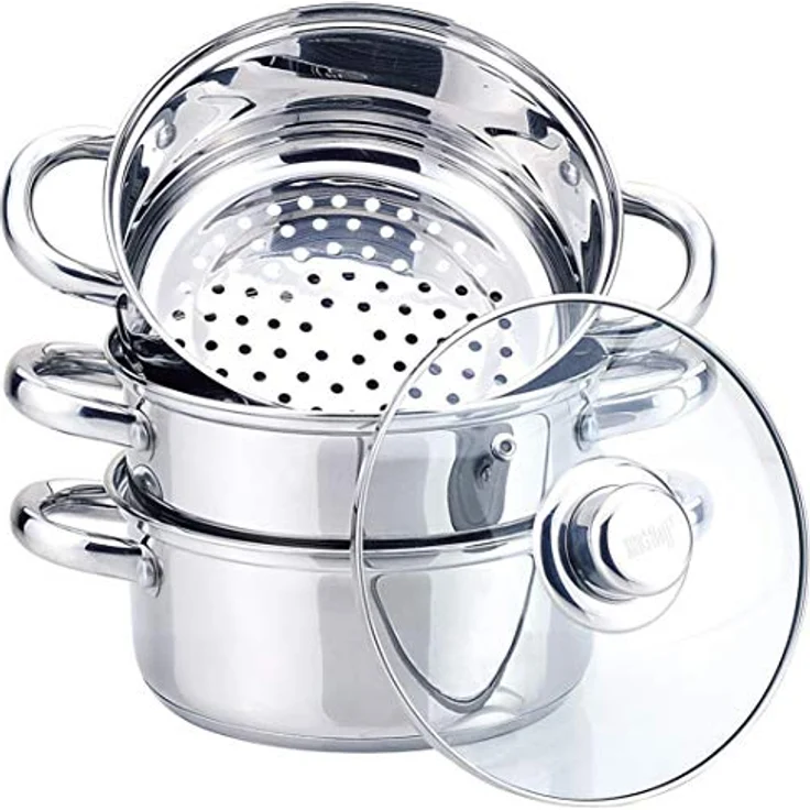 KING HOFF Mantowarka Dampfkocher, Edelstahl, 4 Teile, Silber – Bild 1