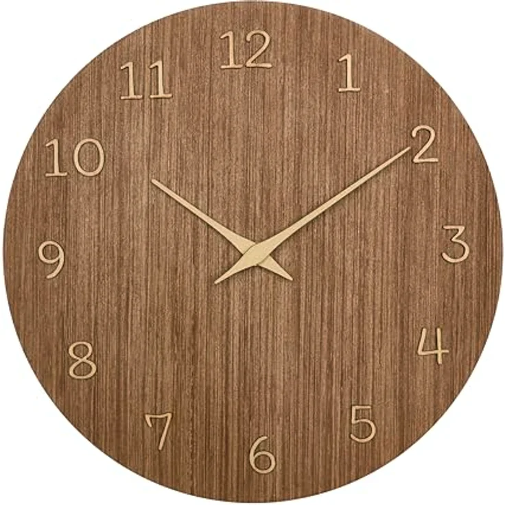 TFA Dostmann Holz-Wanduhr analog, 60.3072.23, Quarzuhr, hohe Genauigkeit, natürliches Wohnambiente, Dunkles Holz – Bild 2