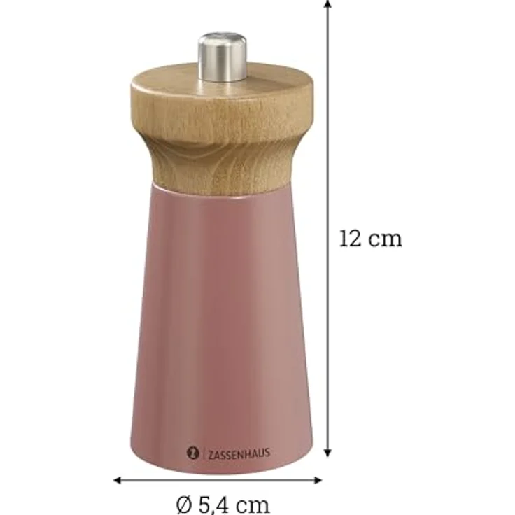 Zassenhaus Pfeffermühle WESTERLAND coral | lackiertes Buchenholz | Mühlenkopf aus Buchenholz | mit stufenlos verstellbarem Hochleistung-Keramikmahlwerk | Gewürzmühle für Pfeffer | 12 cm, Ø 5,4 cm – Bild 2