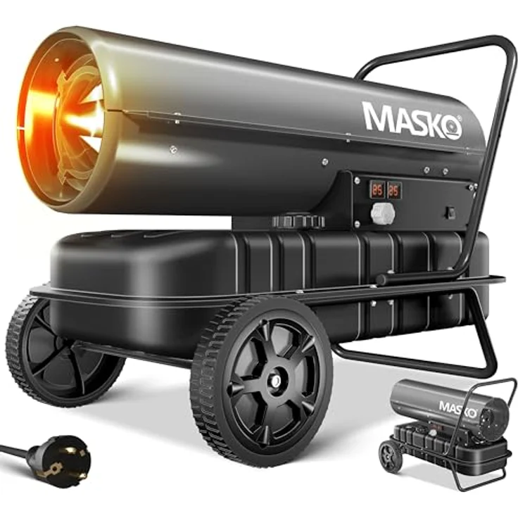 MASKO® Heizkanone 30kW Diesel, Baustellenheizer mit Thermostat, 750m³/h, 34L Tank, anthrazit – Bild 1