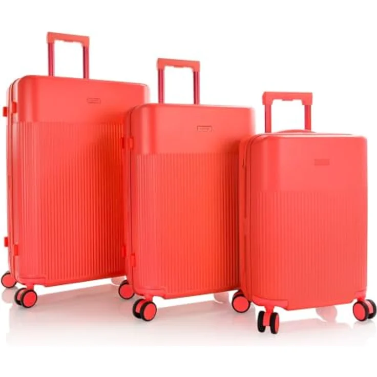 Heys HiLite Kofferset 3-teilig, 4 Rollen mit Dehnfalte, orange, 100% Polycarbonat, 49 cm x 30 cm x 74 cm – Bild 1