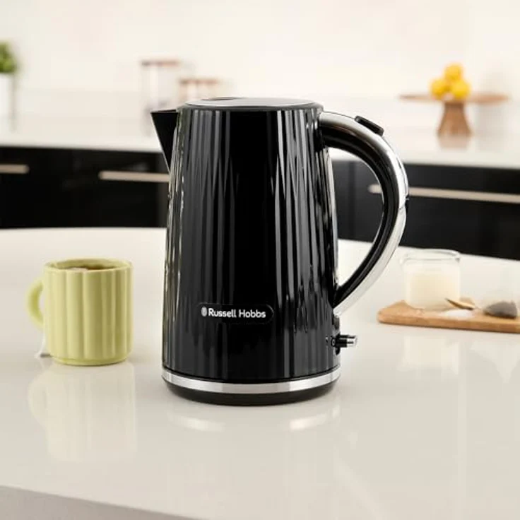 Russell Hobbs Wasserkocher Eden 27361-70, Schwarz, 2400W, für heißes Wasser, Tee oder Kaffee, Deckelöffnung per Knopfdruck, herausnehmbarer Kalkfilter, leuchtender Schalter – Bild 2