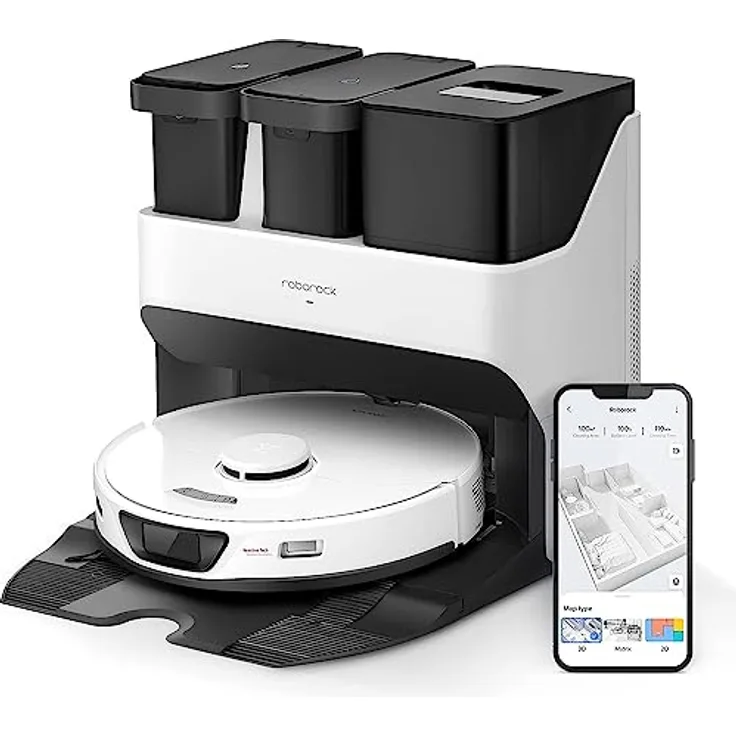 Roborock S7 Max Ultra Saug- und Wischroboter mit Selbstentleerung, Selbstwaschen, Selbsttrocknen, Selbstbefüllen und Selbstreinigung (5500 Pa, Hindernisvermeidung, App/Sprachsteuerung), Weiß