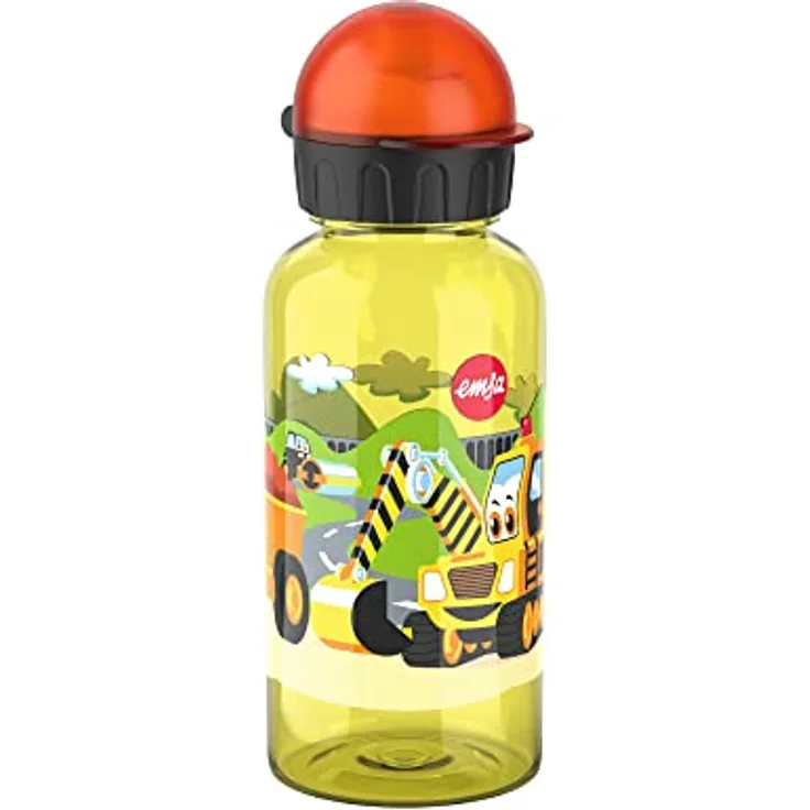 Emsa Trinkflasche Kids Tritan Bagger, 0.4 L, 100% auslaufsicher, spülmaschinenfest, bunt mit Motiv
