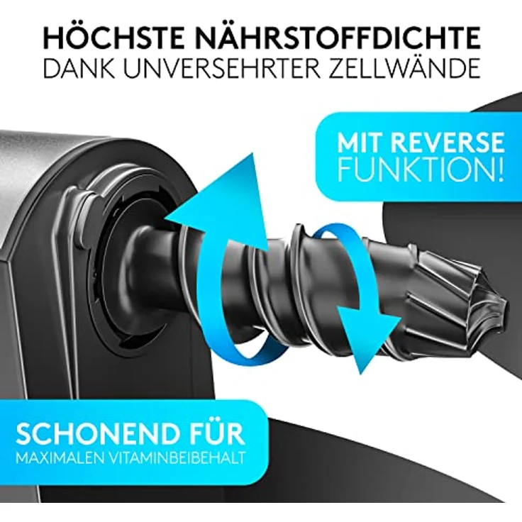 Divaro [DAS ORIGINAL] - Slow Juicer - Entsafter Gemüse und Obst - [150 W] Vitaminschonender Obstentsafter mit Umkehr Funktion Inkl. Reinigungsbürste - BPA Frei – Bild 3