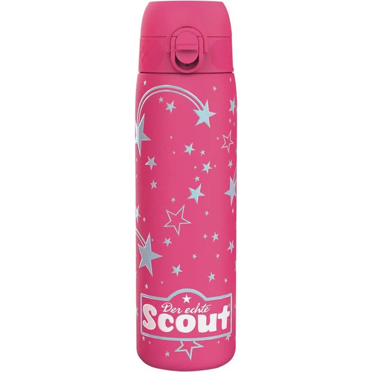 Scout Trinkflasche Bottle Stars, kindgerechtes Design, 0,5 l, pink / hellgrau, Metall