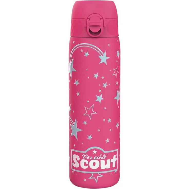 Scout Trinkflasche Bottle Stars, kindgerechtes Design, 0,5 l, pink / hellgrau, Metall – Bild 1