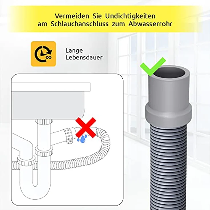 VIOKS Verbindungsstück Ablaufschlauch Verlängerung Schlauch Ø 22 mm & Ablaufschlauch Adapter für Geschirrspüler/Endstück für Schlauchverlängerung Waschmaschine Verlängerung Spülmaschine – Bild 3