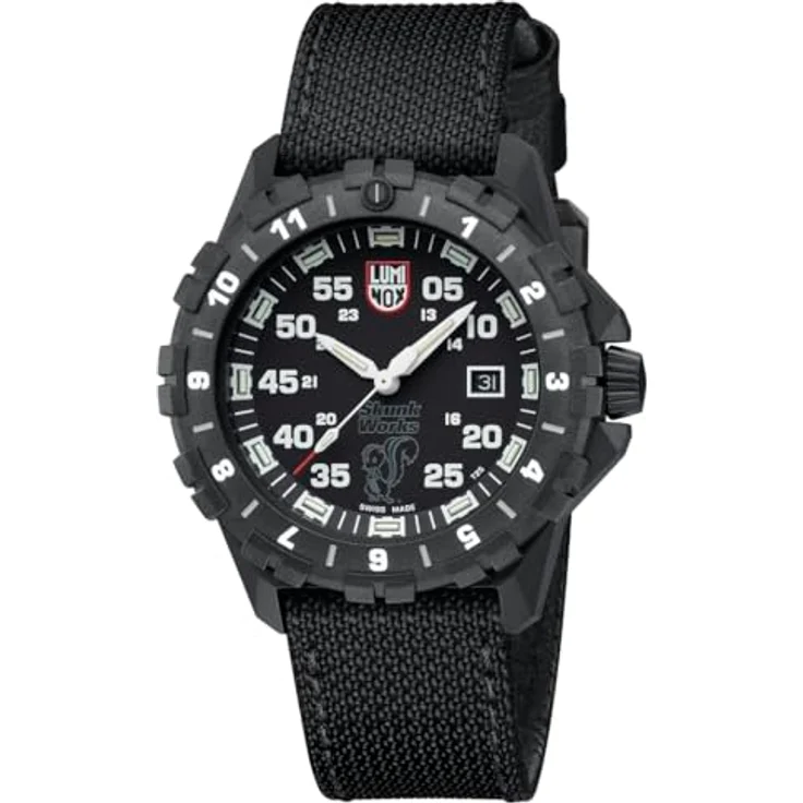 Luminox Pilotenuhr F-117 Nighthawk x Skunk Works XA.6442.H, analoge Armbanduhr mit schwarzem Kunststoffarmband und Antireflex-Saphirglas, leuchtend im Dunkeln, Kalenderfunktion – Bild 3