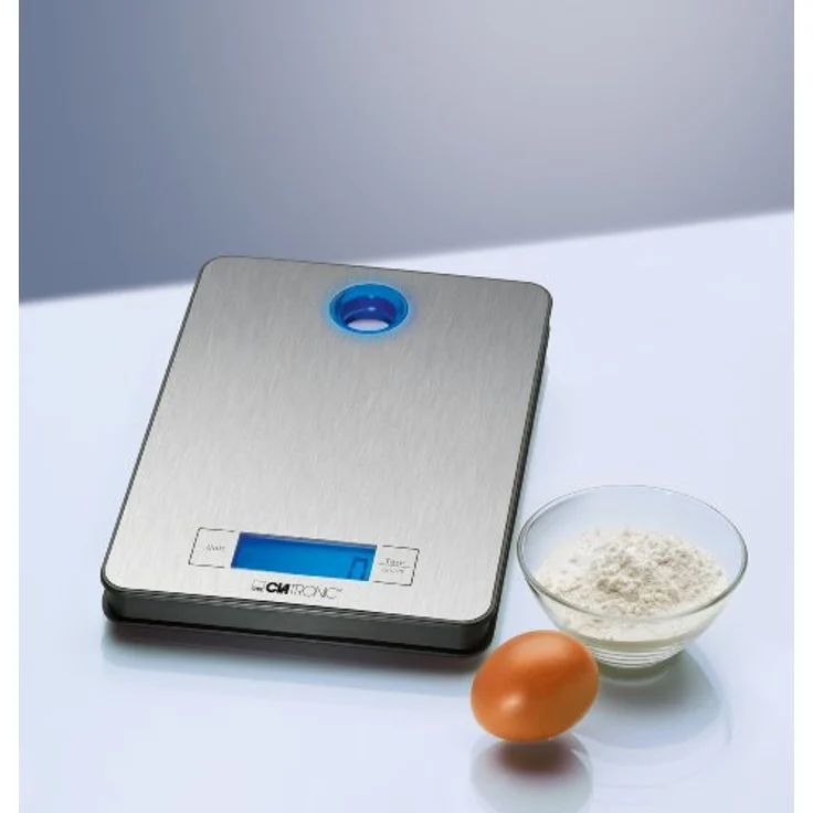 Clatronic Küchenwaage KW 3412, Wiegefläche aus Edelstahl, LCD-Display, bis 5kg in 1g-Schritten (g, kg, lb, oz), Tara-Funktion – Bild 3