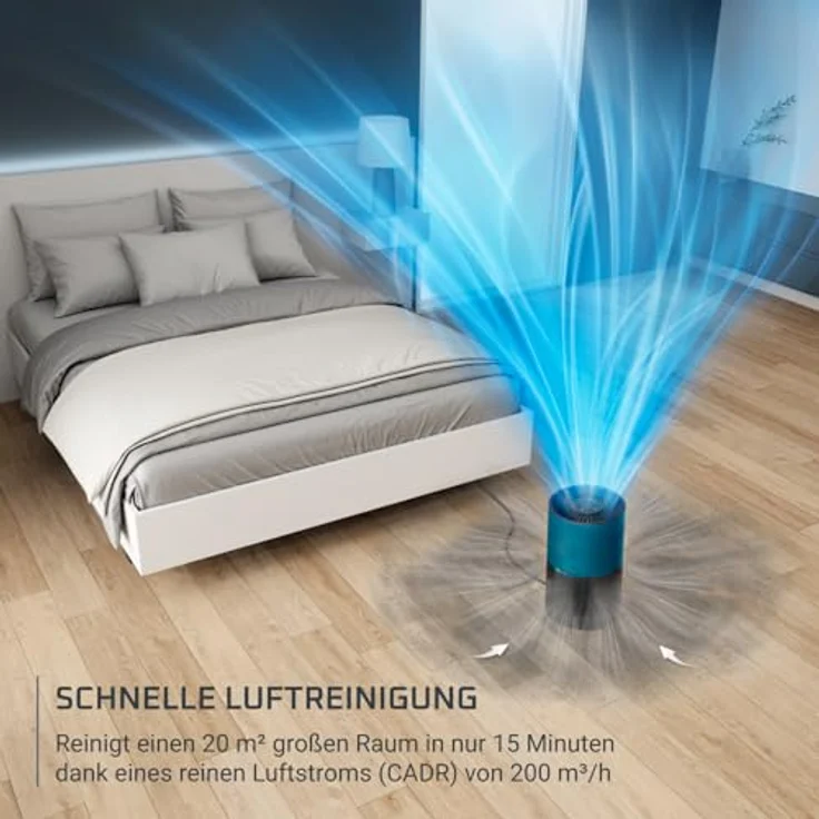 Rowenta Pure Air Compact, Luftreiniger mit 3-in-1 HEPA Allergy+ Filterung, Echtzeit-Luftqualitätsanzeige, für Räume bis 52 m², Schwarz/Blau, PU2221F0 – Bild 4