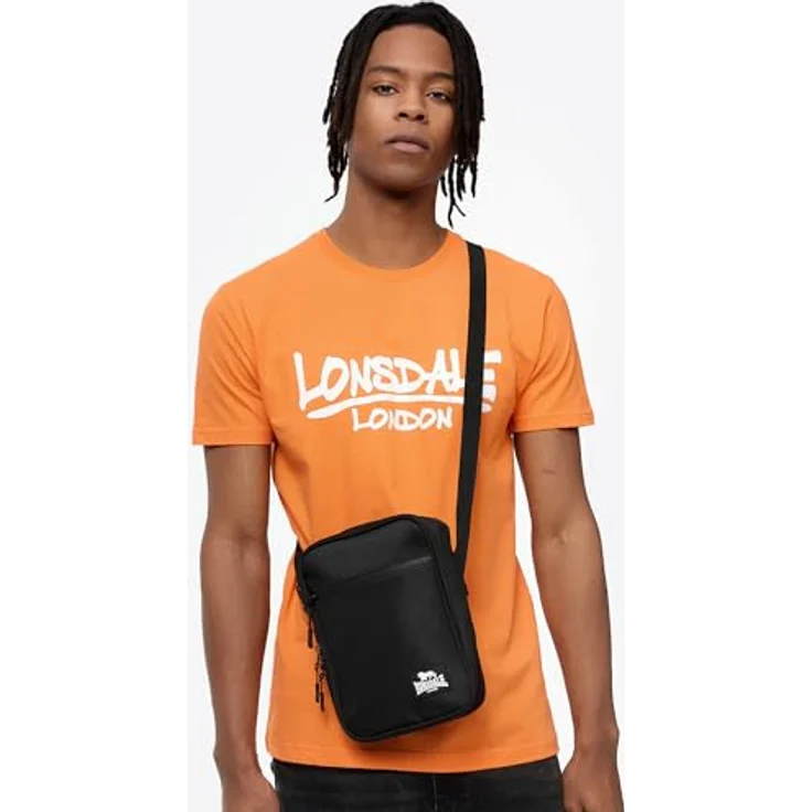 Lonsdale Umhängetasche POLEGATE, kleine Tasche mit überraschend viel Stauraum, verstellbarem Trageriemen und gummiertem Logo-Etikett, schwarz – Bild 2