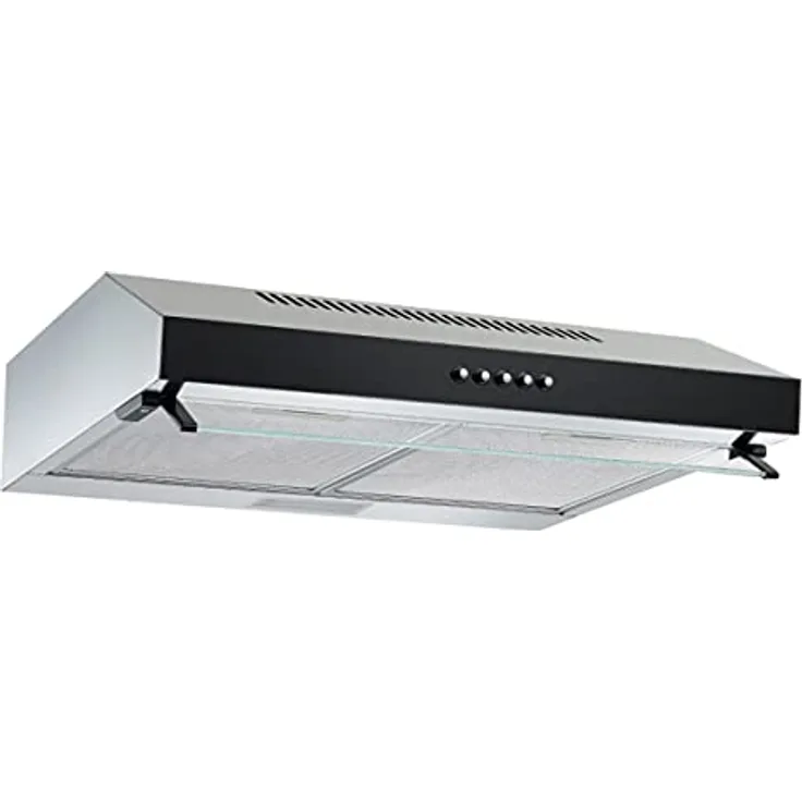 Respekta Dunstabzugshaube unterbau / Unterbau-Dunstabzugshaube 60 cm / Metallgehäuse mit Glasfront in Schwarz / Abluft - und Umluftfunktion / CH16060SGB / B / 60 – 68 dB