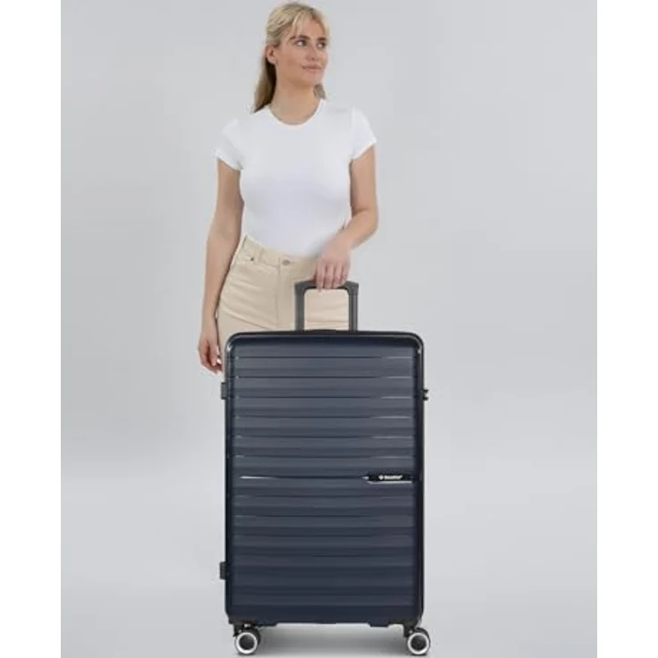 SAXOLINE großer Hartgepäck Check-in Koffer XL Trolley 49 x 33 x 75 cm aus hochwertigem ABS Material mit 4 Doppelrollen & TSA-Schloss | Fiesta Serie, für Damen und Herren – Bild 5