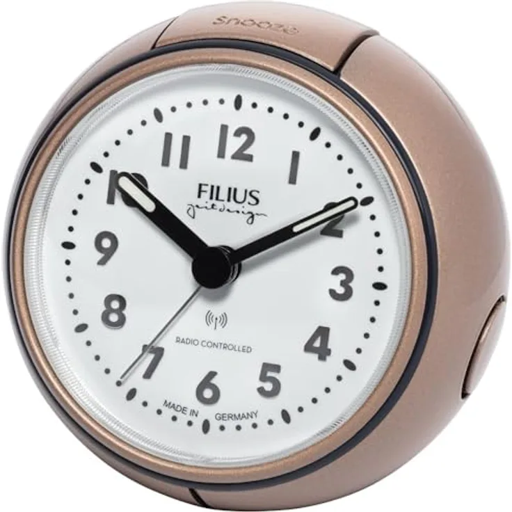 FILIUS zeitdesign Filius 0544-18 Funk-Wecker, Roségold-Metallic, Durchmesser 9,0 cm