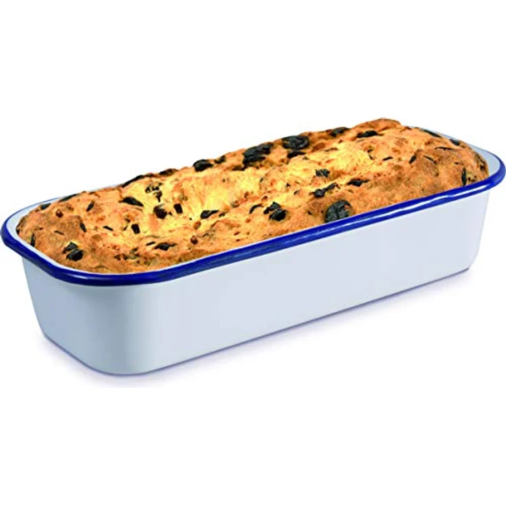 Krüger Karl Husum 32 cm Brot-und Kuchenform, Stahl, weiß mit blauem Rand, 32 x 12 x 7 cm – Bild 3