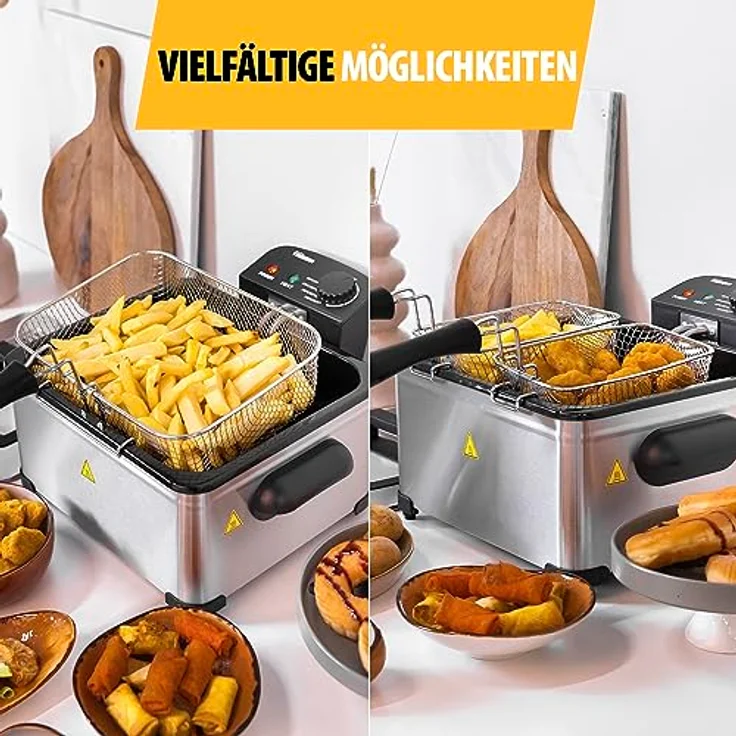 Tristar FR-6949 Fritteuse, 2000 W, 5 Lfassungsvermögen, Sichtfenster, mit Deckel, Edelstahl, silber – Bild 4
