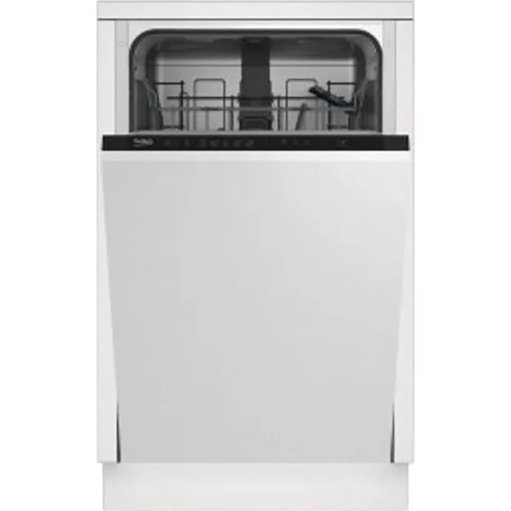 Beko DIS35026, Einbau Spülmaschine 45cm, vollintegrierbar, 10 Massgedecke, Eco 50, 48 dB, Energieeffizienzklasse E, schwarzes Bedienfeld