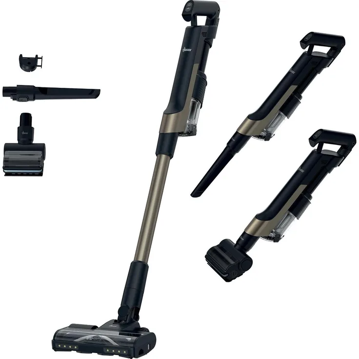 Hoover HF210PP 011, 2-in-1-Stabstaubsauger, Beutellos, 1 l, Kabellos mit 45 Min Akkulaufzeit, Schwarz, Gold