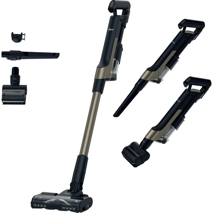 Hoover HF210PP 011, 2-in-1-Stabstaubsauger, Beutellos, 1 l, Kabellos mit 45 Min Akkulaufzeit, Schwarz, Gold