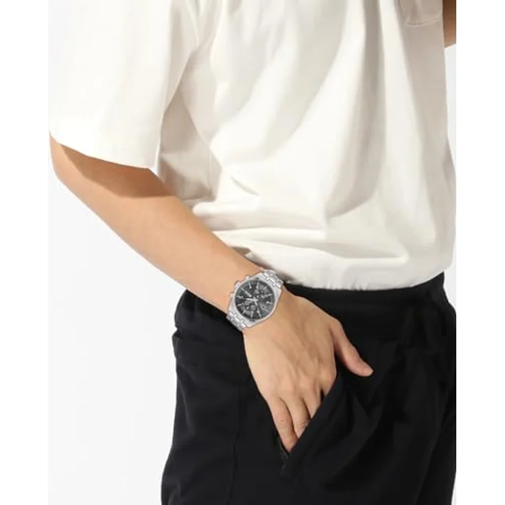 BOSS Chronograph SKYTRAVELLER, Herrenuhr, Quarzuhr, Stoppfunktion, Datum, silberfarben – Bild 5