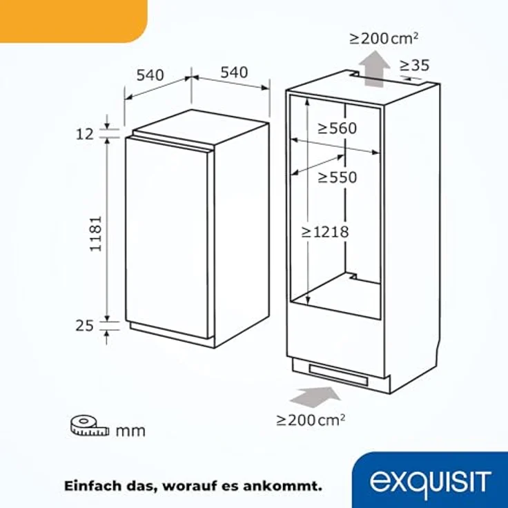 Exquisit Einbau-Kühlschrank EKS201-4-E-040E, 181 L, 4*-Gefrieren, Alarm, Weiß – Bild 6