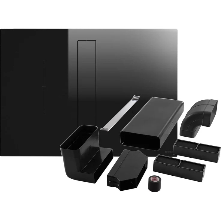 Elica NikolaTesla Fit PRF0167054, Induktionskochfeld mit Dunstabzug und KIT0167756 Umluft-Installationsset, schwarz