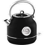 Berlinger Haus 1,7l Wasserkocher mit Thermometer BH9640, Matte Black, 18/10 Edelstahl, 2200W Leistung, automatische Abschaltung