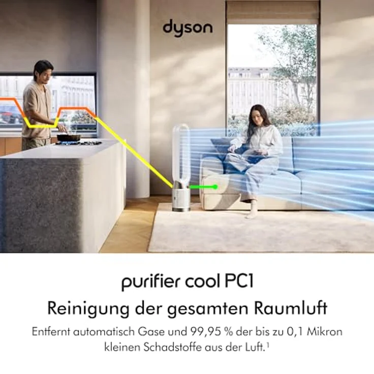 Dyson Purifier Cool PC1, Luftreiniger mit HEPA-H13-Filter und kraftvollem Kühlluftstrom, Weiß/Weiß – Bild 2