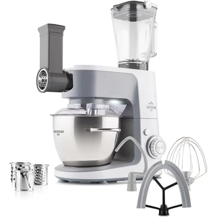 ETA Küchenmaschine Gratussino Bravo III, 1200W, 8 Geschwindigkeitsstufen, Planetenrührsystem, PULSE-Taste, inkl. Mixer und Reibaufsatz, Edelstahlschüssel – Bild 1