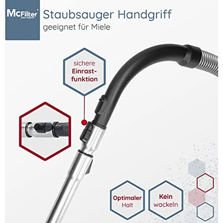McFilter | Teleskoprohr geeignet für Miele Compact, Complete C2 Staubsauger Serie, Staubsaugerrohr mit Anschlussdurchmesser 35mm, ca. 61-103 cm mit Klickfunktion – Bild 4