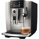 JURA E8 (ED) Kaffeevollautomat, 280g Bohnenbehälter, 1.9l Wassertank, Stahl-Kegelmahlwerk, 15bar Pumpendruck, Midnight Silver