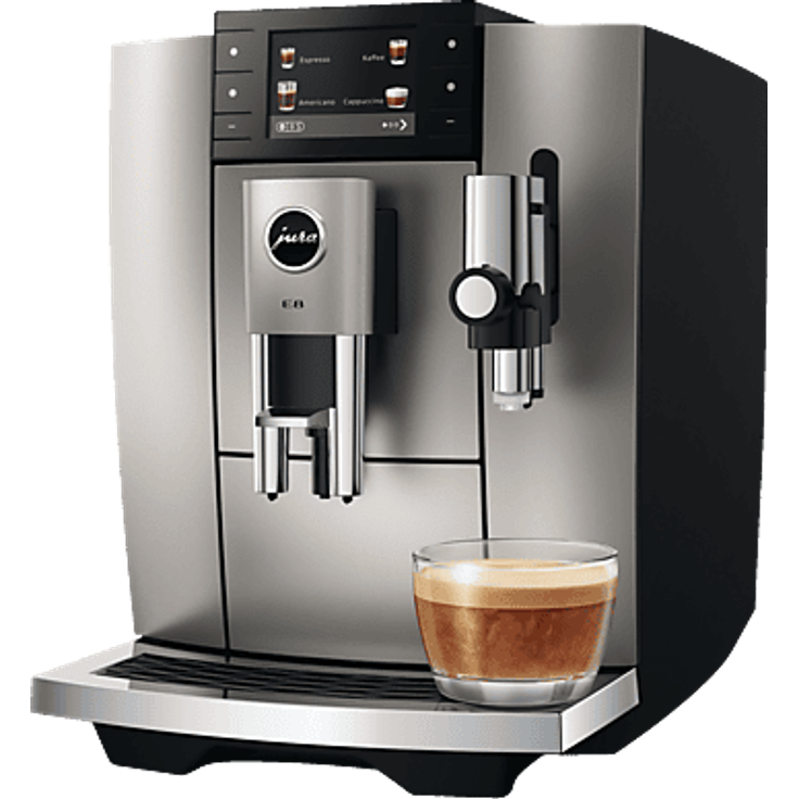 JURA E8 (ED) Kaffeevollautomat, 280g Bohnenbehälter, 1.9l Wassertank, Stahl-Kegelmahlwerk, 15bar Pumpendruck, Midnight Silver