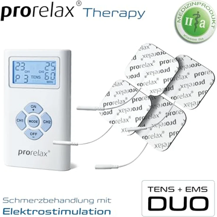 prorelax TENS/EMS Duo | Elektrostimulationsgerät | 2 Therapien mit einem Gerät | Natürliche Therapie gegen chronische Schmerzen und zum Muskelaufbau | 1er Pack – Bild 2