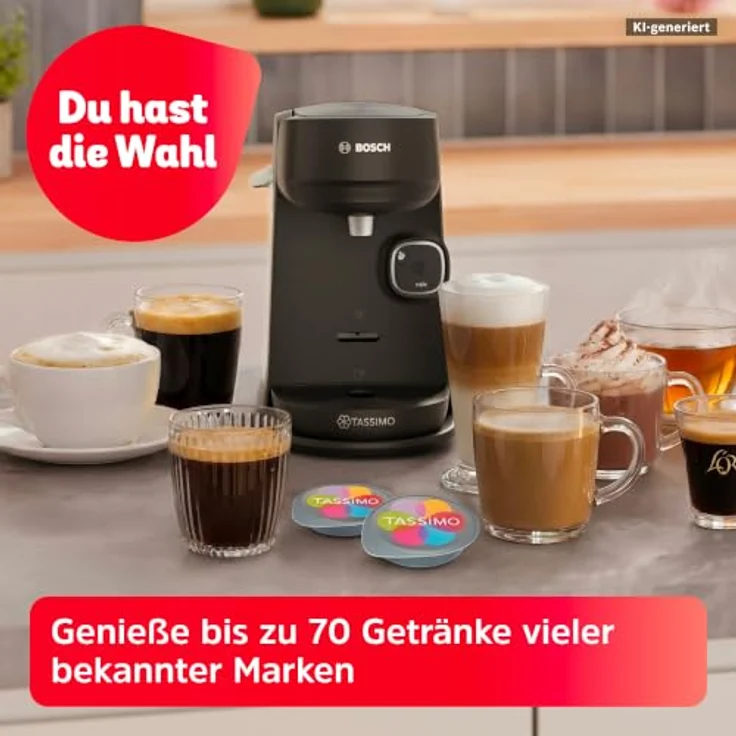 Bosch TAS172B Kaffeepadmaschine, 0.85 l Wassertank, 1400 W, INTELLIBREW Barcode-Technologie, IntensityBoost, One-Touch-Bedienung – Bild 3