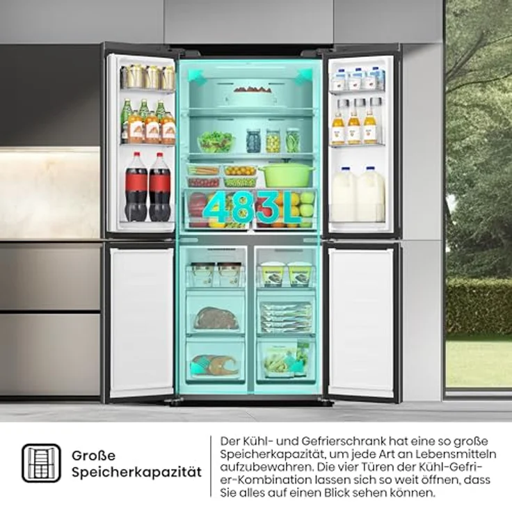 Hisense RQ5P470SAFD, Kühl-/Gefrierkombination mit Flügeltüren, 483 Liter, NoFrost Plus, Schwarz, Triple Zone und Smart Connectivity – Bild 11