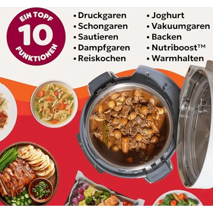 Instant Pot Pro 112-0001-01-EU, Multikocher 10-in-1 mit 1200 W, 5.7 l Schüssel, Farbe Coconut White – Bild 7