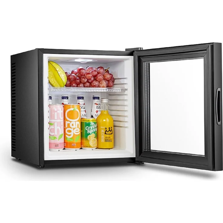 Melchioni ICEBERG GLASS, Mini-Kühlschrank freistehend mit 23 l, Thermoelektrisches Kühlsystem, Schwarz