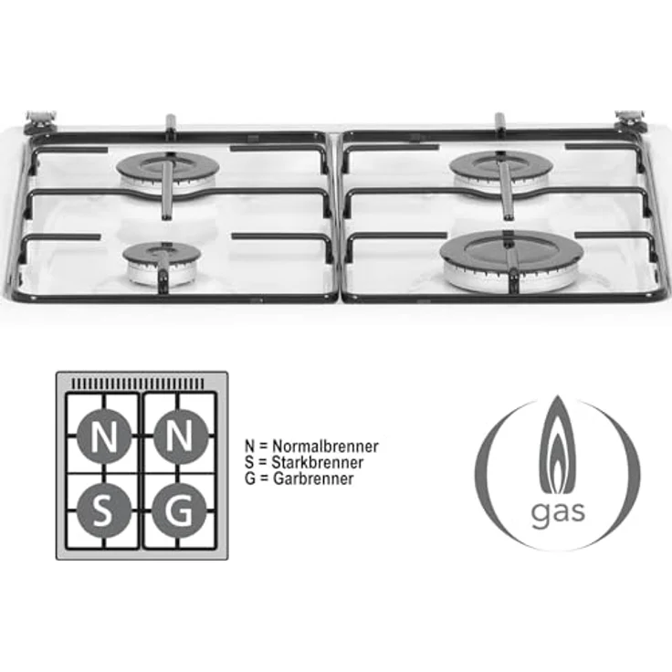 Oranier Gas-Standherd 50 cm - weißer 4 flammiger Gasherd mit Gas-Backofen - freistehender Gas-Herd mit Gaskochfeld 4 Kochzonen - STG599 – Bild 4