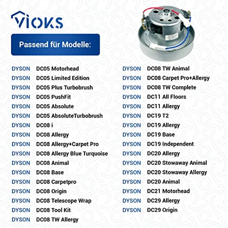 VIOKS Staubsauger Motor/YDK Motor YV-2201 Ersatz für Dyson DC DC05 DC08 DC11 DC19 DC20 DC29 Staubsauger Turbine 1600W Dyson Ersatzteile/Dyson DC19 / Dyson DC08 Ersatzteile Dyson DC29 Ersatzteile – Bild 5