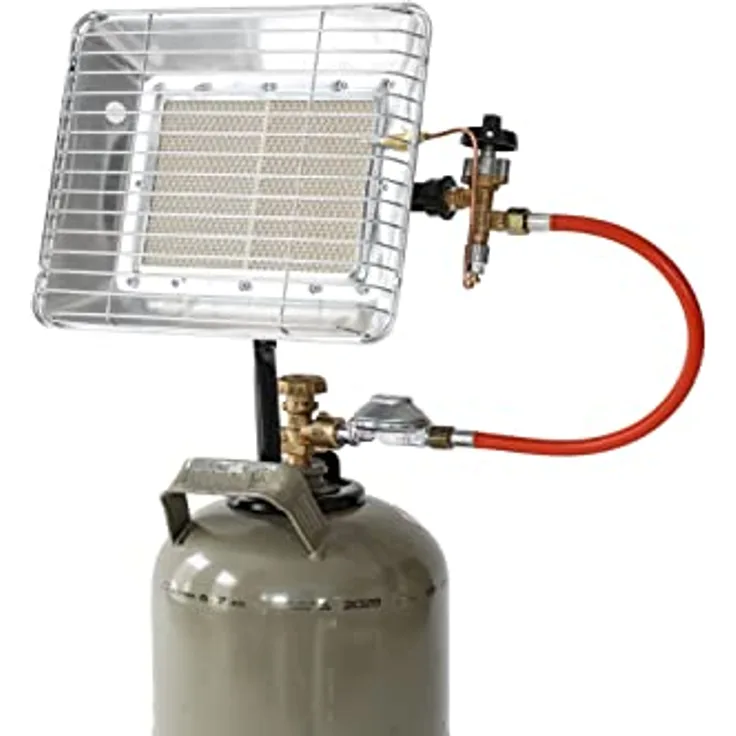 ROTHENBERGER Heiz – Strahler inkl. Schlauch & Regler Gasheizstrahler, Aufsatzheizstrahler, betrieben mit Propan - Gas Für 5 Kg oder 11 Kg Flaschen, 35984